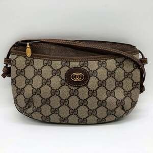 Gucci Brown Monogram Canvas Shoulder Bag with Gold-Tone Hardware